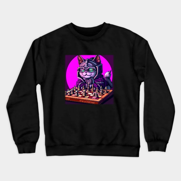 Cyberpunk Kitty Crewneck Sweatshirt by Bigrum P. Bear Designs